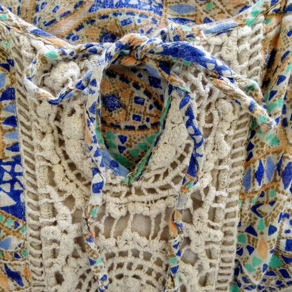 Intro Woman Cotton Boho Mixed Print Top 1X - Picture 7 of 8